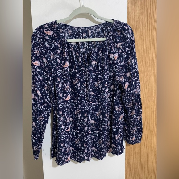 Tops - Floral Navy Blue Women's Top